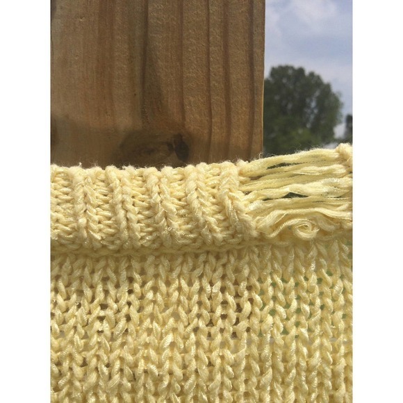 Chico’s womens knit short sleeve top open yellow roll tab size 1 coastal beachy - Picture 9 of 9